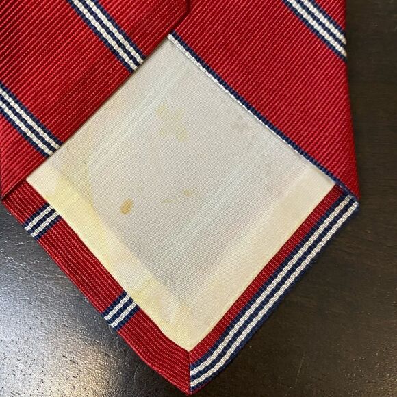 Brooks Brothers silk red with white and black striped tie - Picture 4 of 5